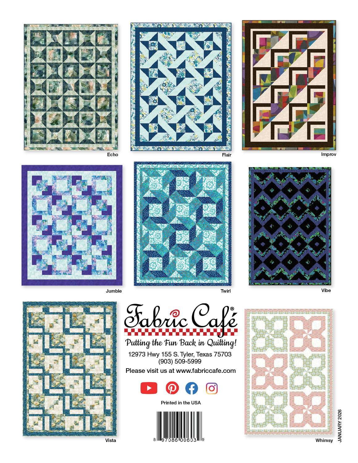 Fabric Café Make It Scrappy With 3-Yard Quilts Book – 8 Scrap-Friendly Quilt Patterns – Uses Three 1-Yard Fabric Cuts – Beginner-Friendly Quilting Guide