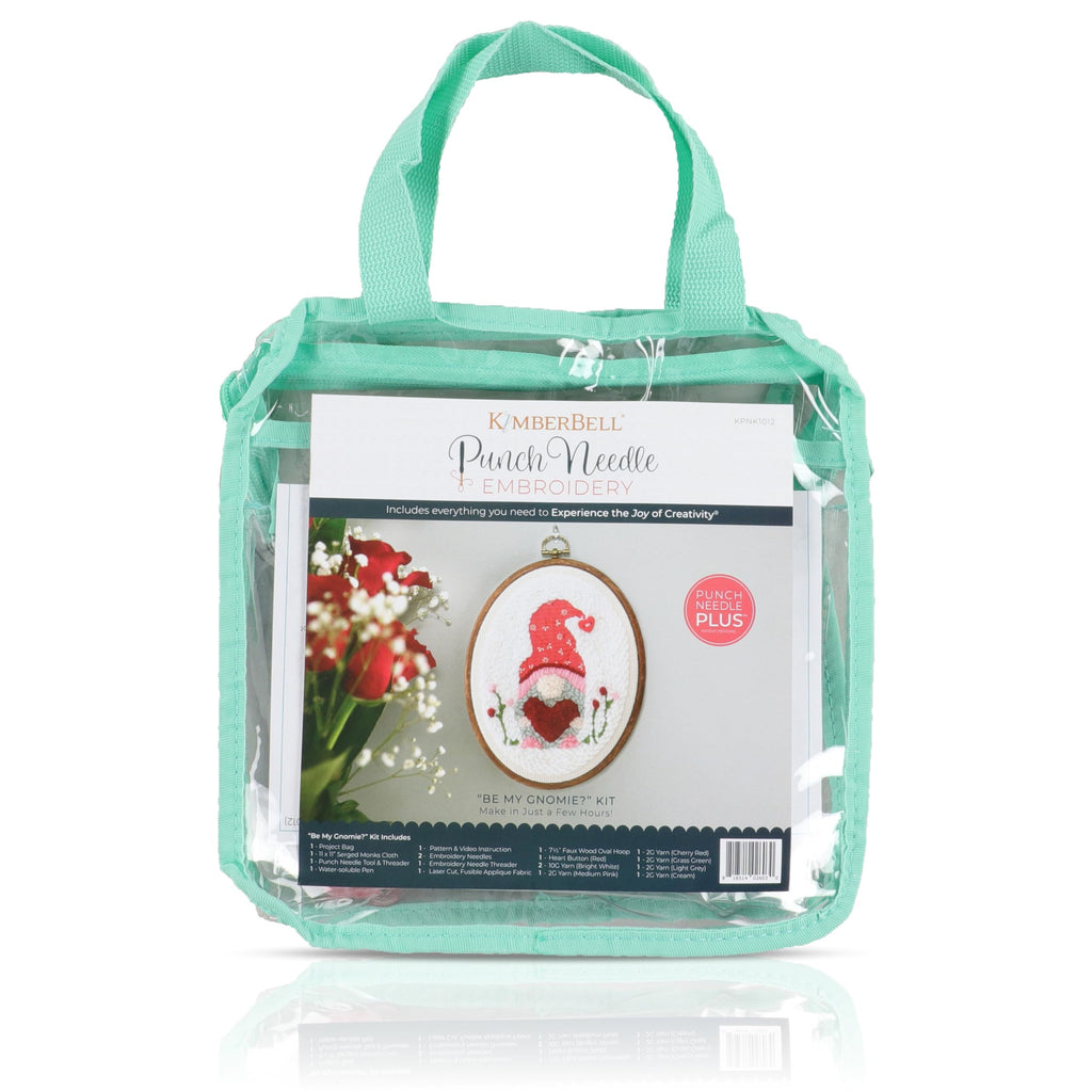 Kimberbell Punch Needle Kit - Be My Gnomie – Complete Punch Needle Set with Tool, Monks Cloth, Yarn, Frame, Fabric & Reusable Project Bag | Adorable Gnome Embroidery Kit