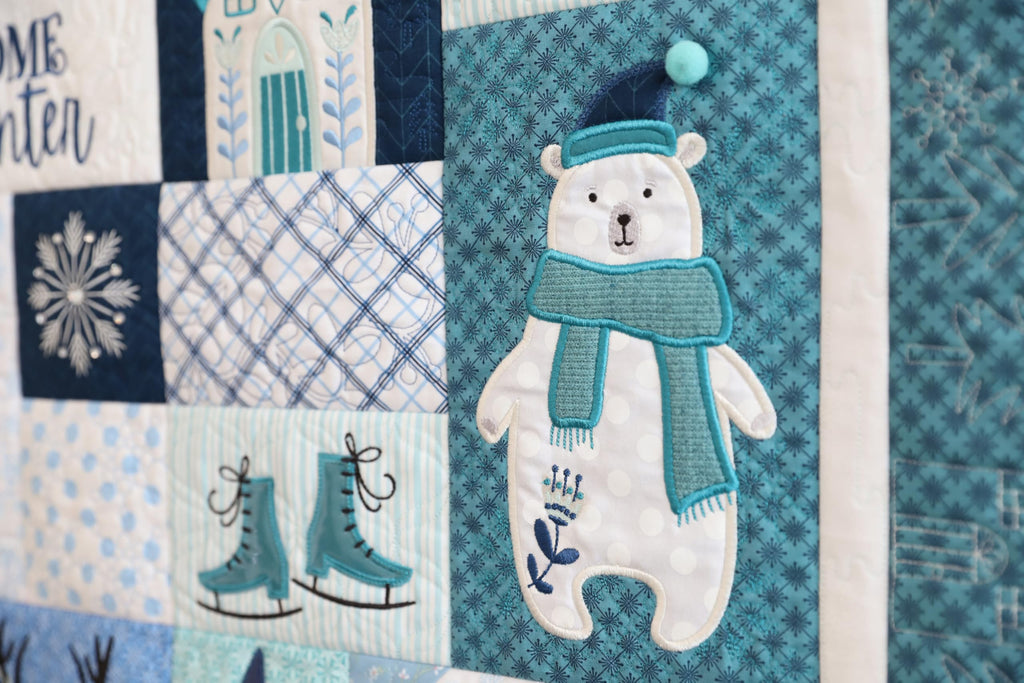 Kimberbell Enchanted Winter Feature Quilt – 40x40 Winter Quilt Pattern with Appliqué & In-the-Hoop Blocks – Instruction Book + Digital Redemption Code for Machine Embroidery Designs