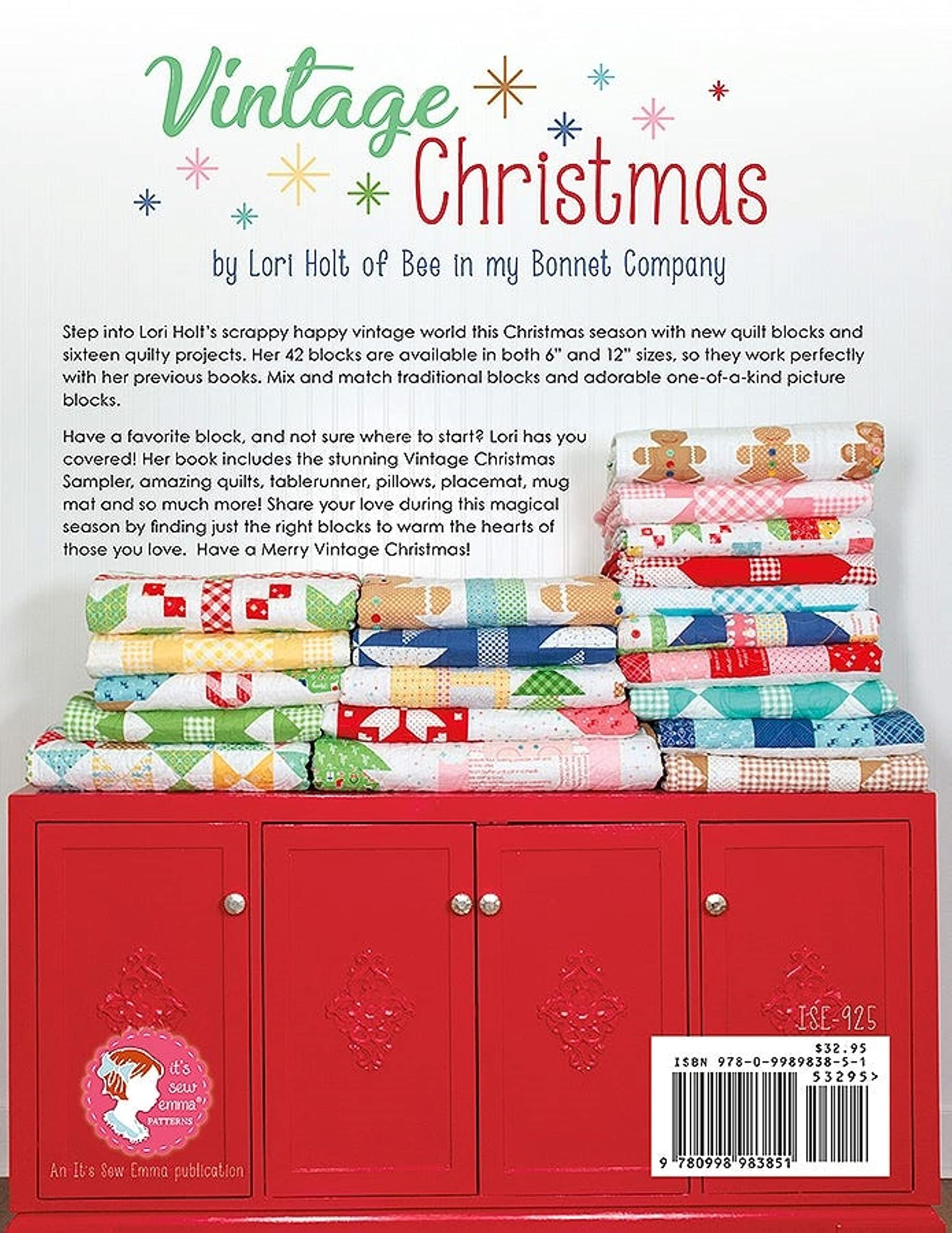 It's Sew Emma Vintage Christ mas Quilt Book by Lori Holt of Bee in My Bonnet, 11 x 9 x 1