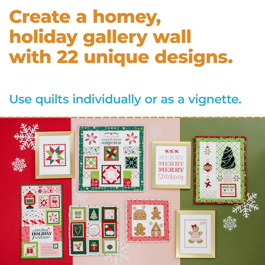Kimberbell A Quilty Little Christmas Gallery Wall - Machine Embroidery Design CD, Quilting Templates, Embroidery Patterns, 22 Unique Designs