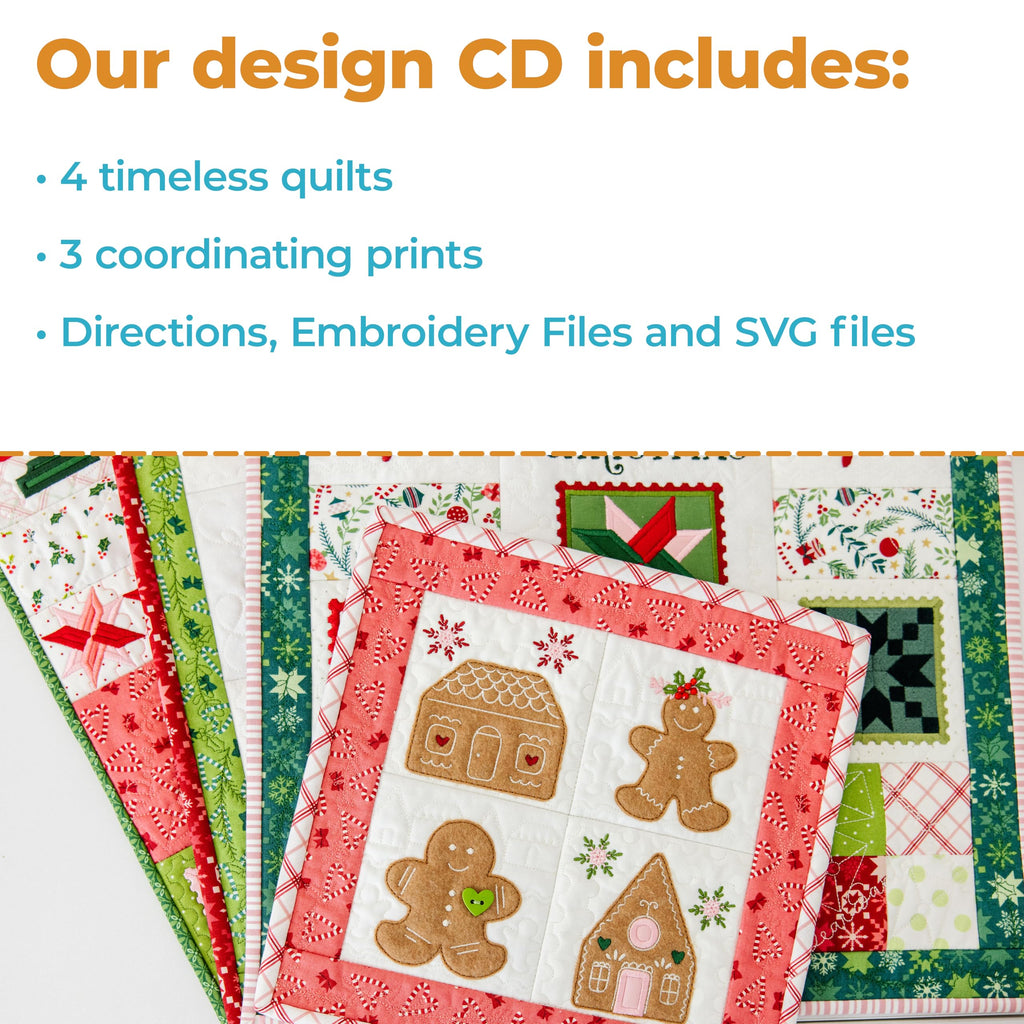 Kimberbell A Quilty Little Christmas Gallery Wall - Machine Embroidery Design CD, Quilting Templates, Embroidery Patterns, 22 Unique Designs