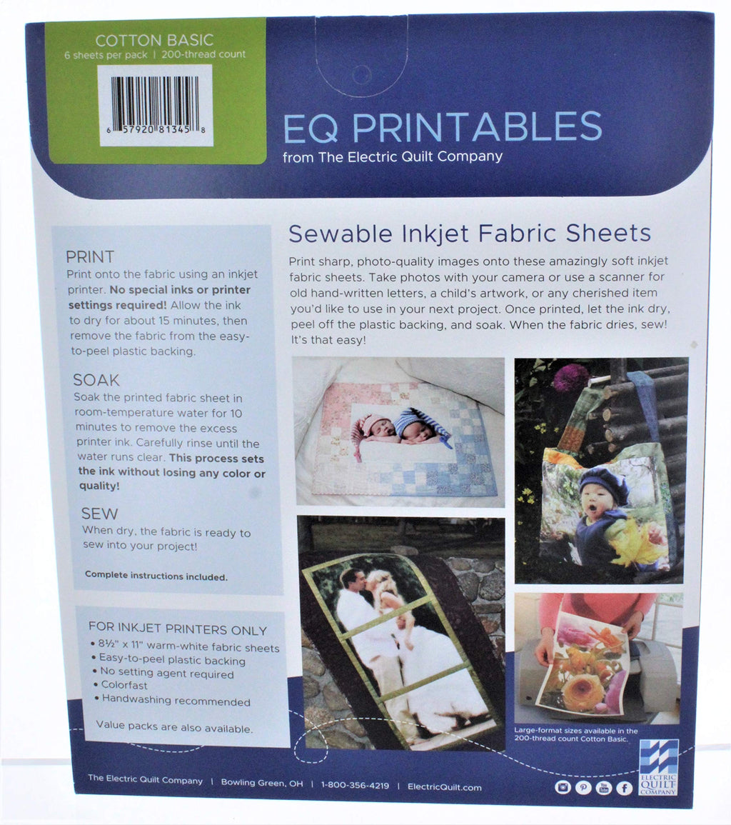 EQ Printables Inkjet Fabric Sheets,1 Pack