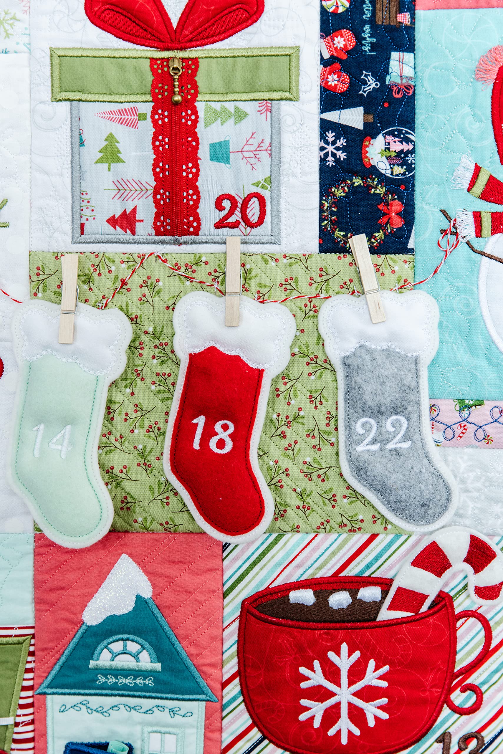 Kimberbell Embellishment Cup of Cheer Kit (46 Pcs): Includes Ribbon, Seasonal Buttons, Sound Box, Felt, Bells, Lace Zippers, Variety of Colors, Pair with Machine Embroidery Design