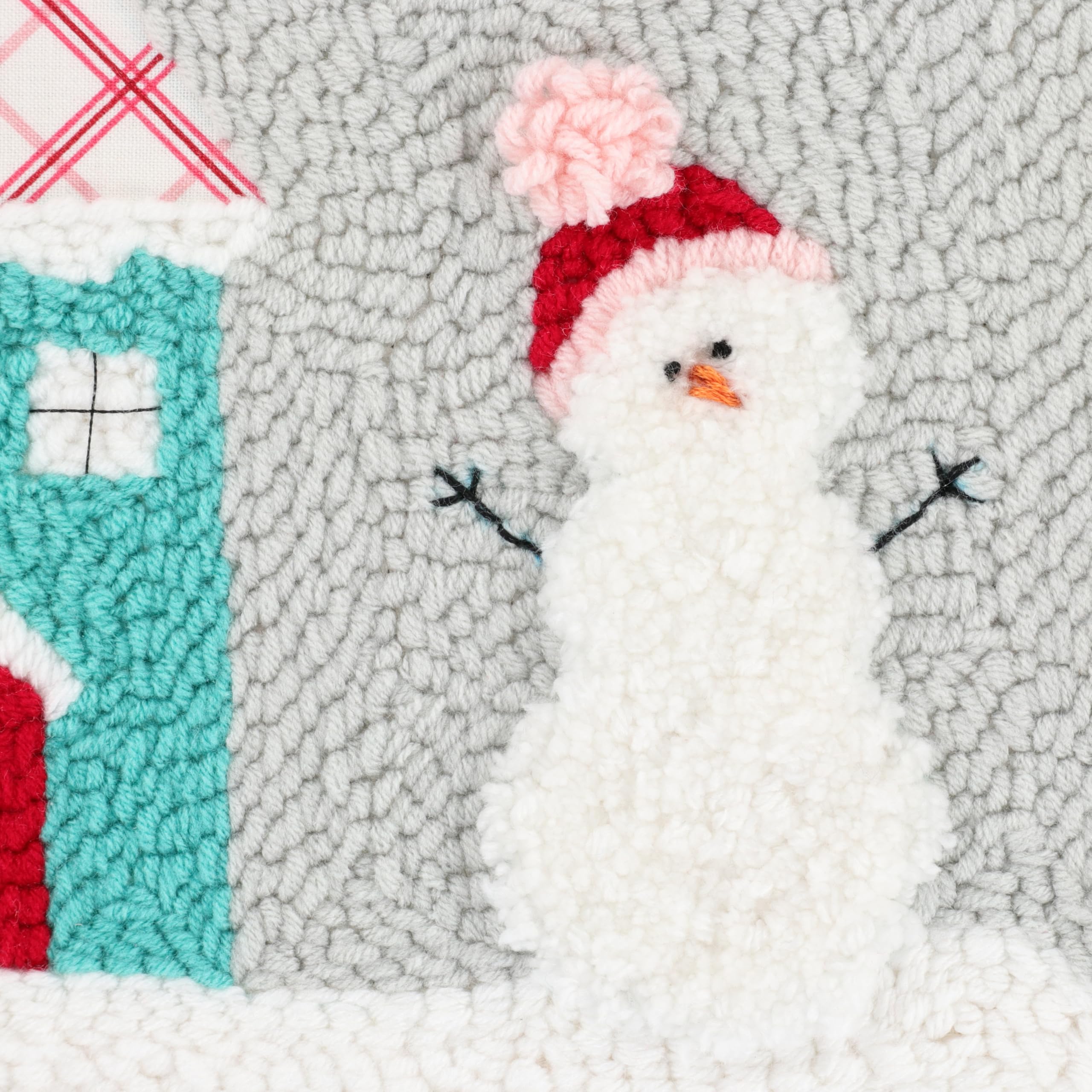 Kimberbell Punch Needle Kit – Snowplace Like Home - DIY Craft Kit with Tool, Monks Cloth, Frame, Buttons & Yarn – Snowman & Cozy House Punch Needle Embroidery Set