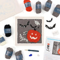 Kimberbell Jack-O’-Lantern Jubilee Punch Needle Plus Kit – Complete DIY Halloween Craft Kit with Tool, Preprinted Monks Cloth, Yarn, Applique Fabric, Frame & Video Tutorials