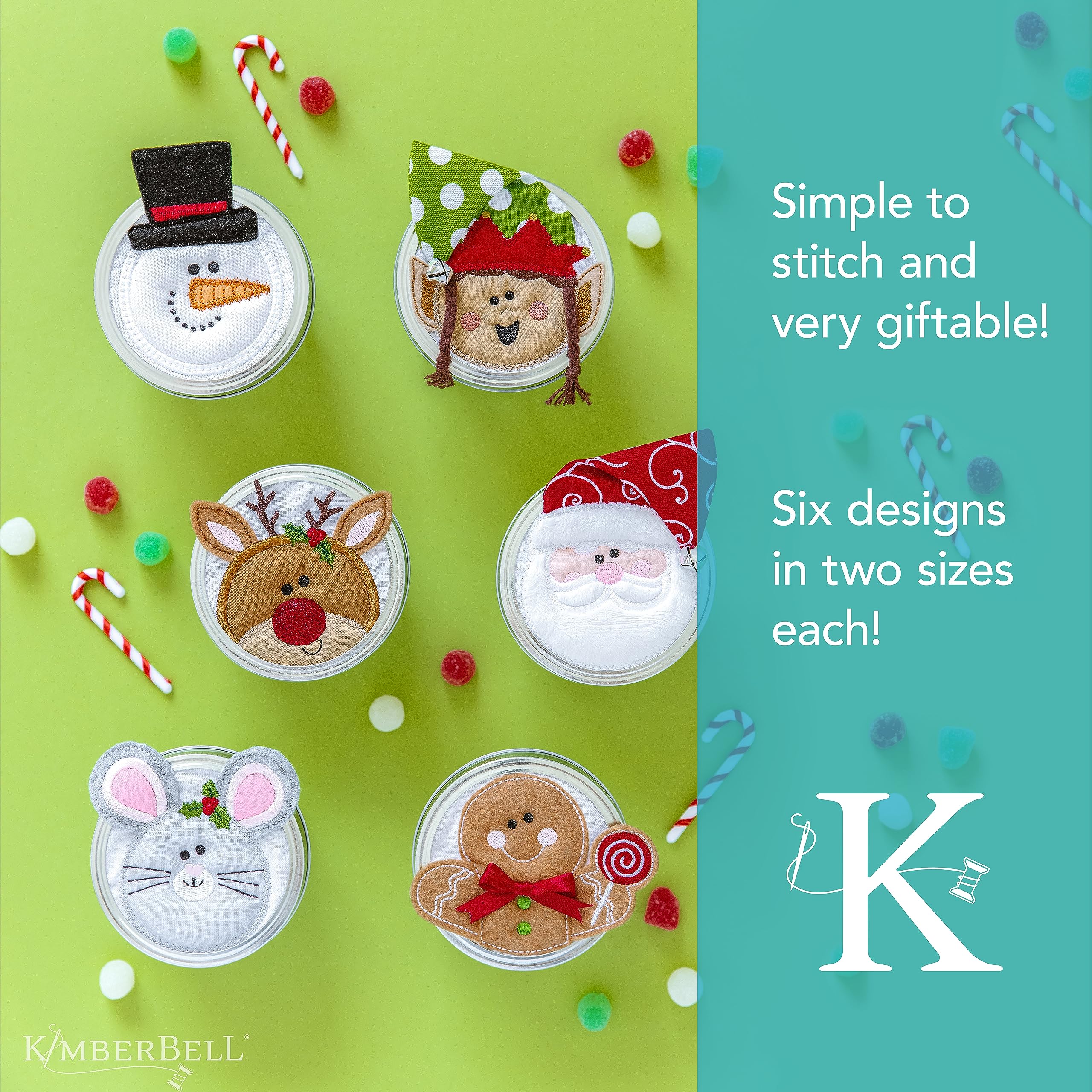 Kimberbell Holiday Jar Toppers & Gift Tags - Christmas Holiday Gift Tag Favors, Greeting Tags for DIY Crafts Holiday Party, Jar Toppers for Mason Jars, Arts & Crafts Kits