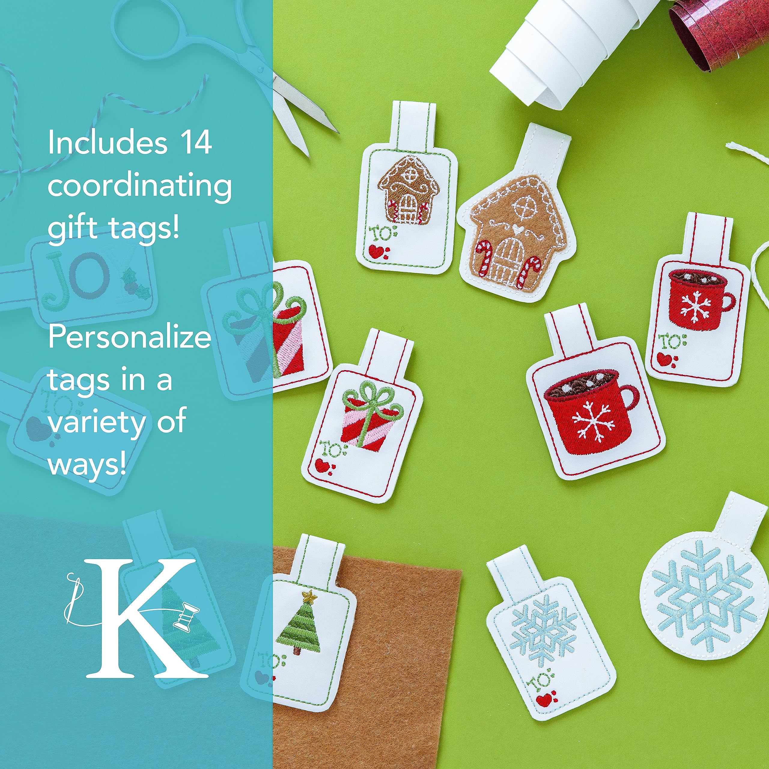 Kimberbell Holiday Jar Toppers & Gift Tags - Christmas Holiday Gift Tag Favors, Greeting Tags for DIY Crafts Holiday Party, Jar Toppers for Mason Jars, Arts & Crafts Kits