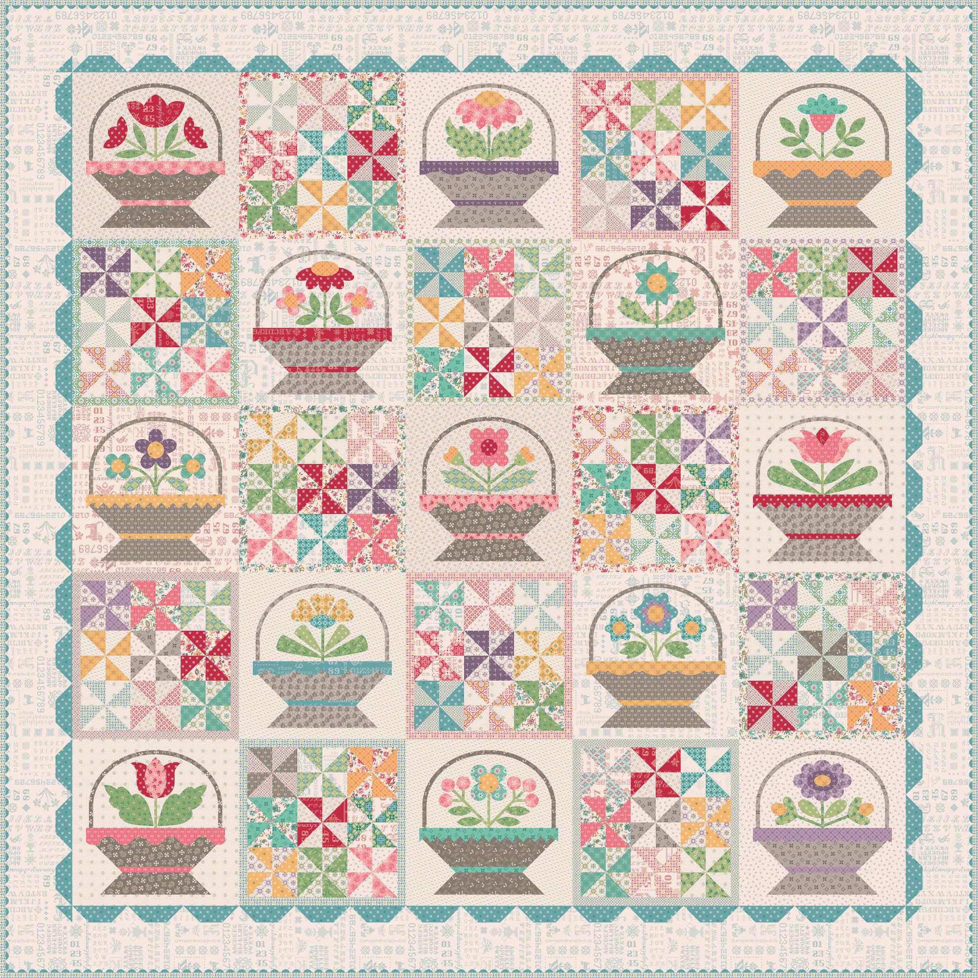 Lori Holt Flower Basket Sampler - Sew Simple Shapes, Includes 50 Templates, Flower Basket Sampler Sew Along By Bee in my Bonnet